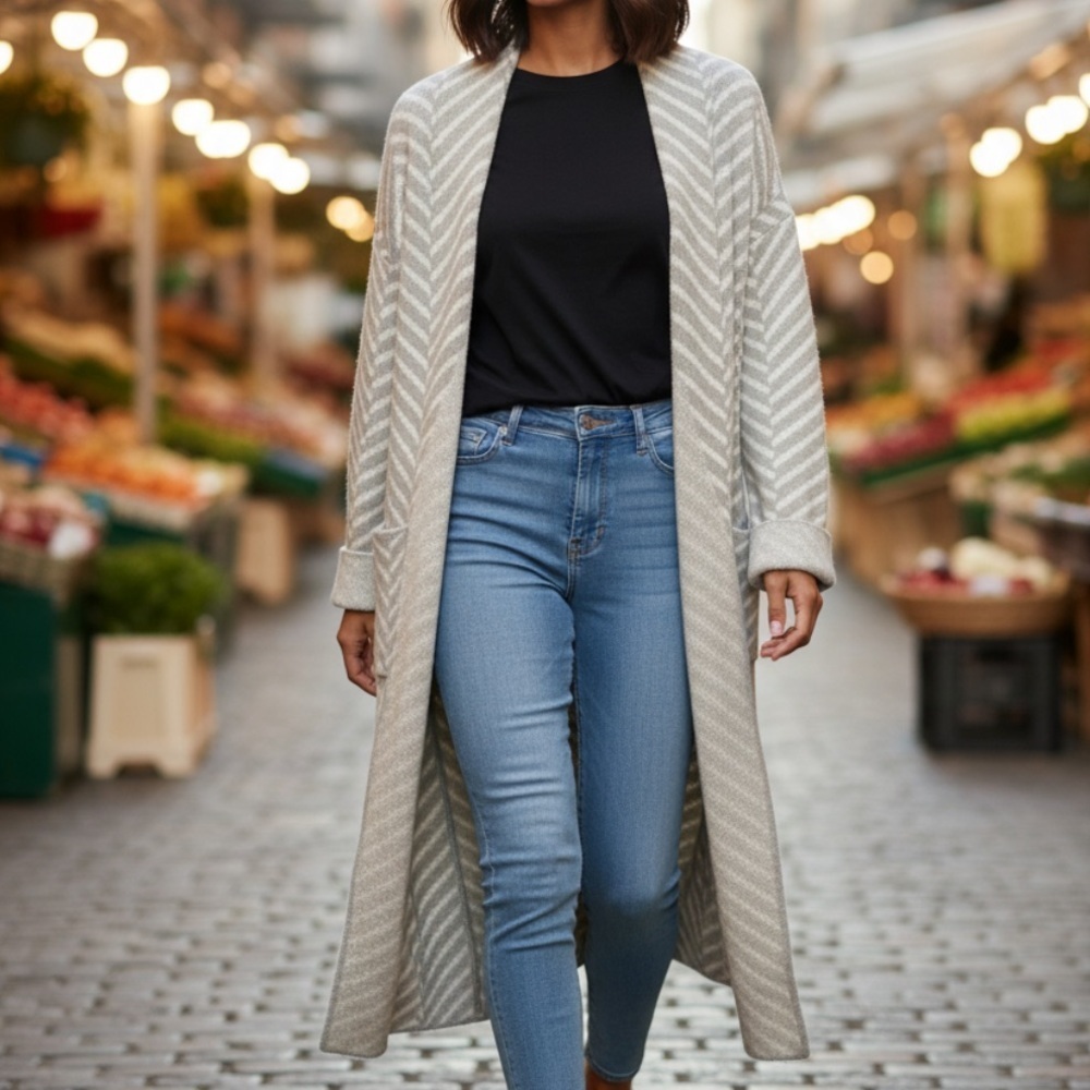 A New Day fuzzy chevron long sweater xs/s